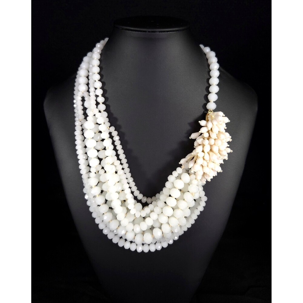 India Hicks Beaded White Necklace Womens Gold Tone Retired Jewelry